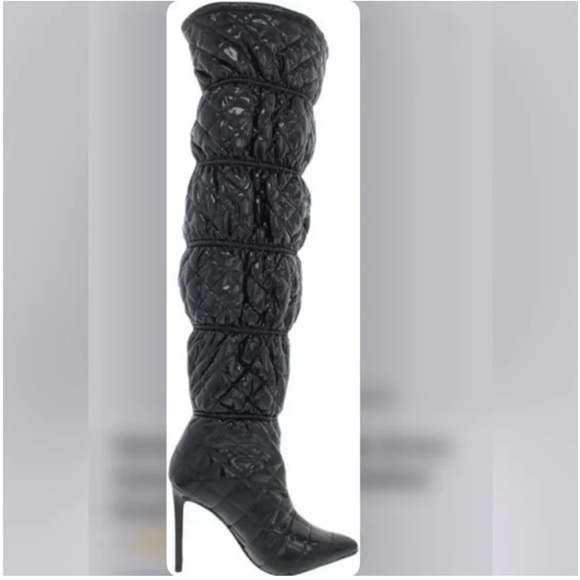 NWOT Steve Madden Black Over the Knee Quilted Stiletto Boots - Size 8 - Picture 4 of 13